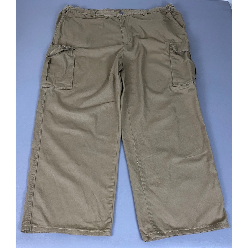Boulder Creek Cargo Pants Men's Size 48 Big Khaki Beige Tan Elastic Waist Cotton